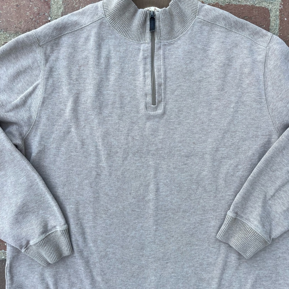 Jos.a.bank Mens preppy cream sweater 1/4 zip size L - Picture 5 of 7